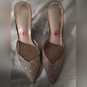 💖❤️Top Moda Women's Gold Embellished 4" Heels - Clear Plastic - Size 10 ❤️‍🩹🩷